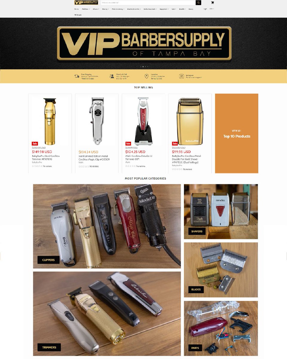 Just a little preview of what's to come on our website.

This is the new layout that will be available on Monday November 25th.

Let us know what you think!

#vipbarbersupply #vipbarbersupplytampa #tampa #tampabarber #wahl #oster #andis #JRL #Babyliss #babylisspro
#blackfriday