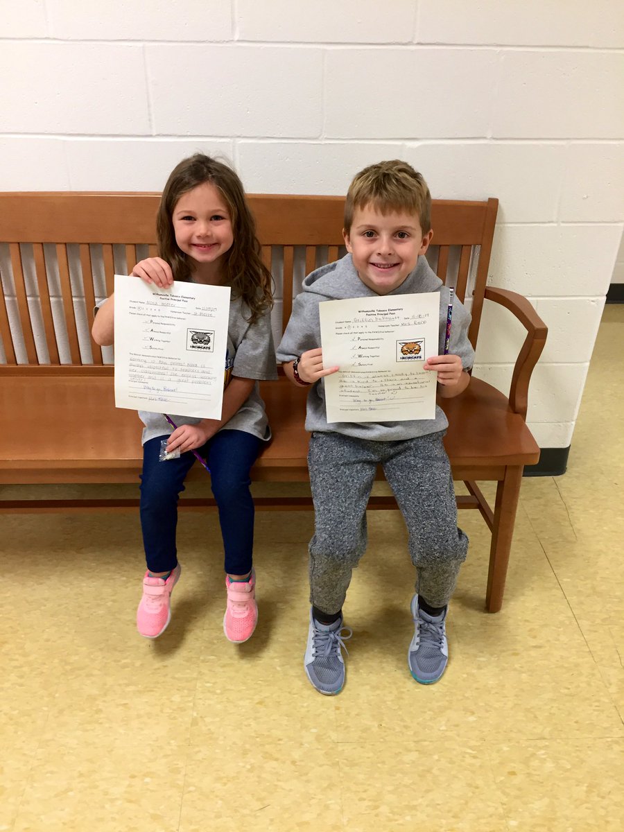 WTBobcats's tweet photo. Congratulations to Nora and Griffin for earning a Positive Principal Pass for #PAWSitivelyPowerful behavior! 💙🐾💛 @WestCler #WCconnect #PBIS https://t.co/Uij43wmS9b