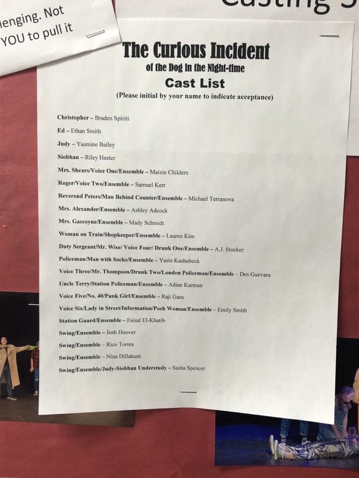HUGE congratulations to the cast of Curious Incident! We are all so excited to get this show started!!😁😁