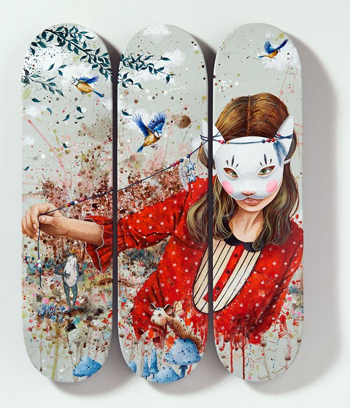 BeautifulBzarre's tweet photo. How cool is this?! Virginie Mazureau "Once Upon a Time..." , Skateboard (Triptych) is part of 'Pigments of Imagination' on view at @DistinctionArt!
#beautifulbizarre #distinctiongallery #arthatch #VirginieMazureau #skateboard #portraits #popsurrealism #surrealart https://t.co/c8rJwEK3RN