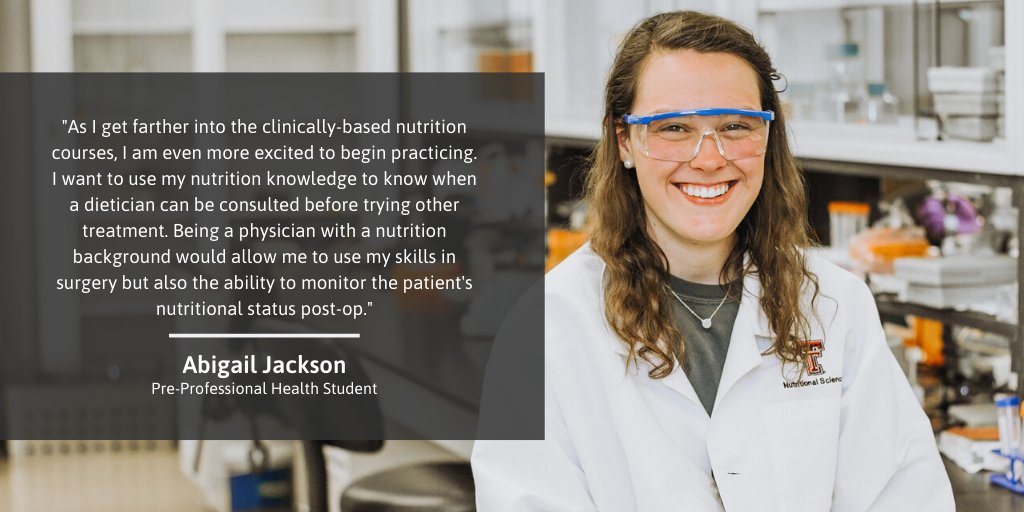 ttuchhs's tweet image. Here’s what one of our pre-professional health students has to say about our nutrition program #HPW2019 #HPWChat