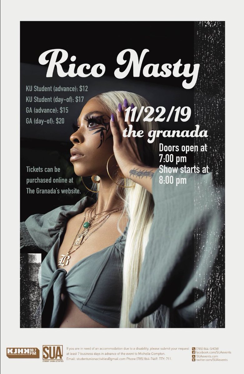 TONIGHT   !!!!!!!

@Rico_nastyy stops by and we couldn’t be more excited! Opening up will be @kemper10000 &amp; Amira Wang 

Doors open at 7pm /// Show at 8pm

Tix are running low but are still available—-> bit.ly/2W6wiw5

LET’S GET NASTY Y’ALLL 😈🤪🤮