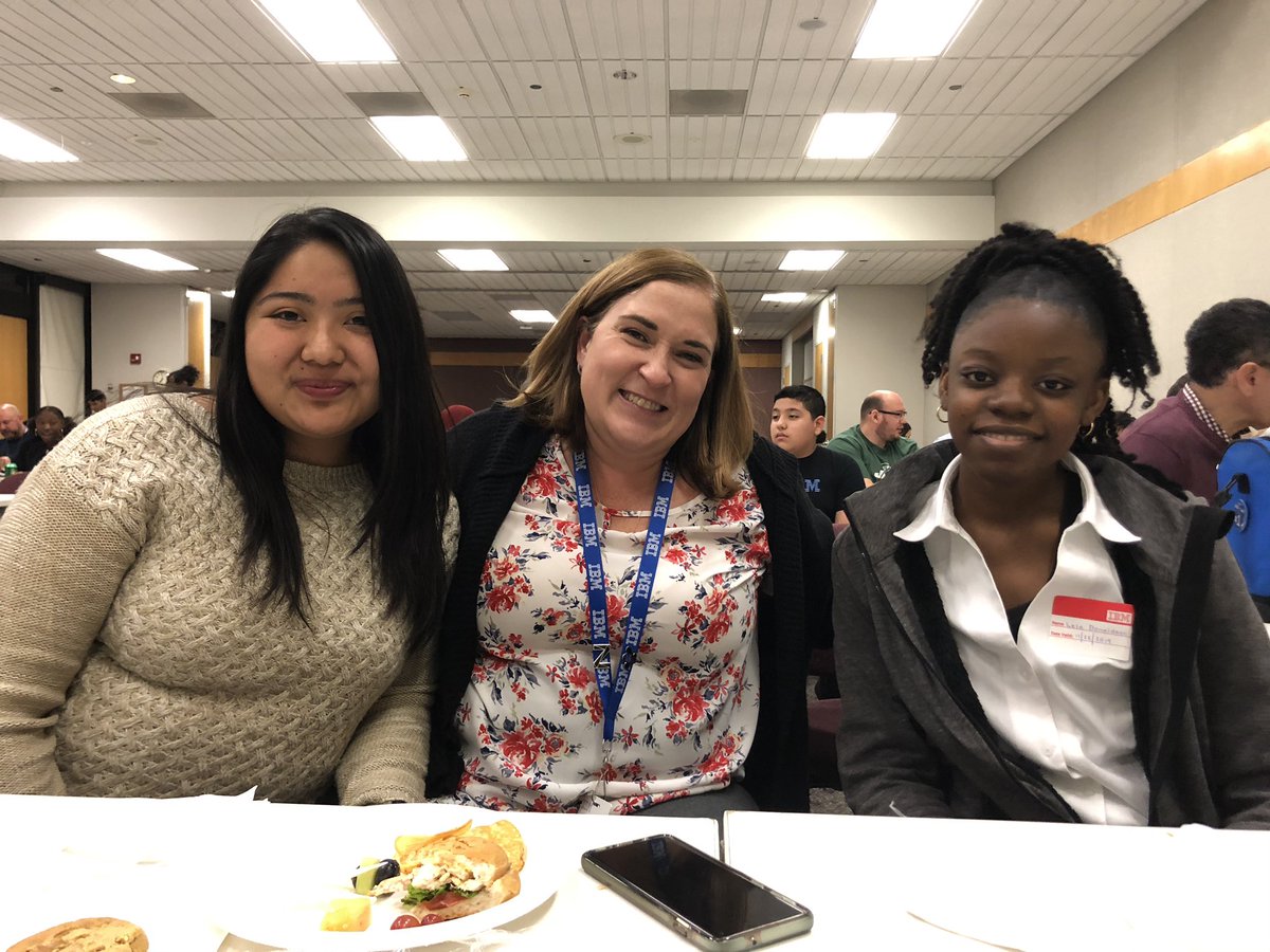 DanilleJager's tweet photo. Chat &amp; Chew.
Lunch &amp; Learn.
Call it whatever you want. 
I call it #Mentoring at its finest! 

I L❤️VE seeing @IBMVolunteers networking with @newburgh_ptech #Mentees! So thankful for these relationships! 

THIS is the @PTECHNETWORK! #WeArePTECH #GoodTechIBM @IBMorg #lovemyjob https://t.co/cWPP66pq2x