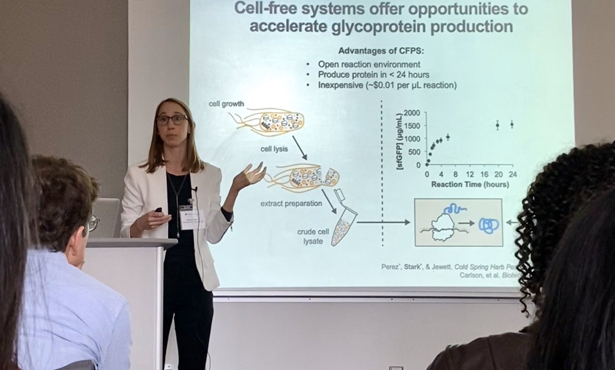 .@JessicaCStark is advancing cell-free expression systems that churn out proteins with user-specified glycans. 🧪 (cc @CarolynBertozzi)

#CurieSymposium #WomenInSTEM