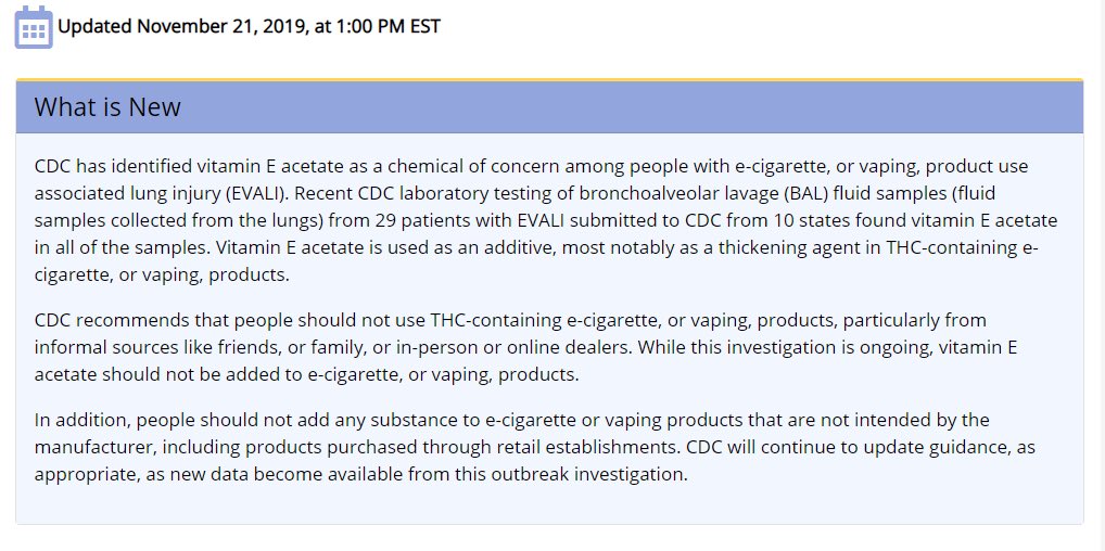 MaristHealthSvc's tweet photo. CDC update on lung injuries associated w Vaping https://t.co/yxGaeFV5Ud