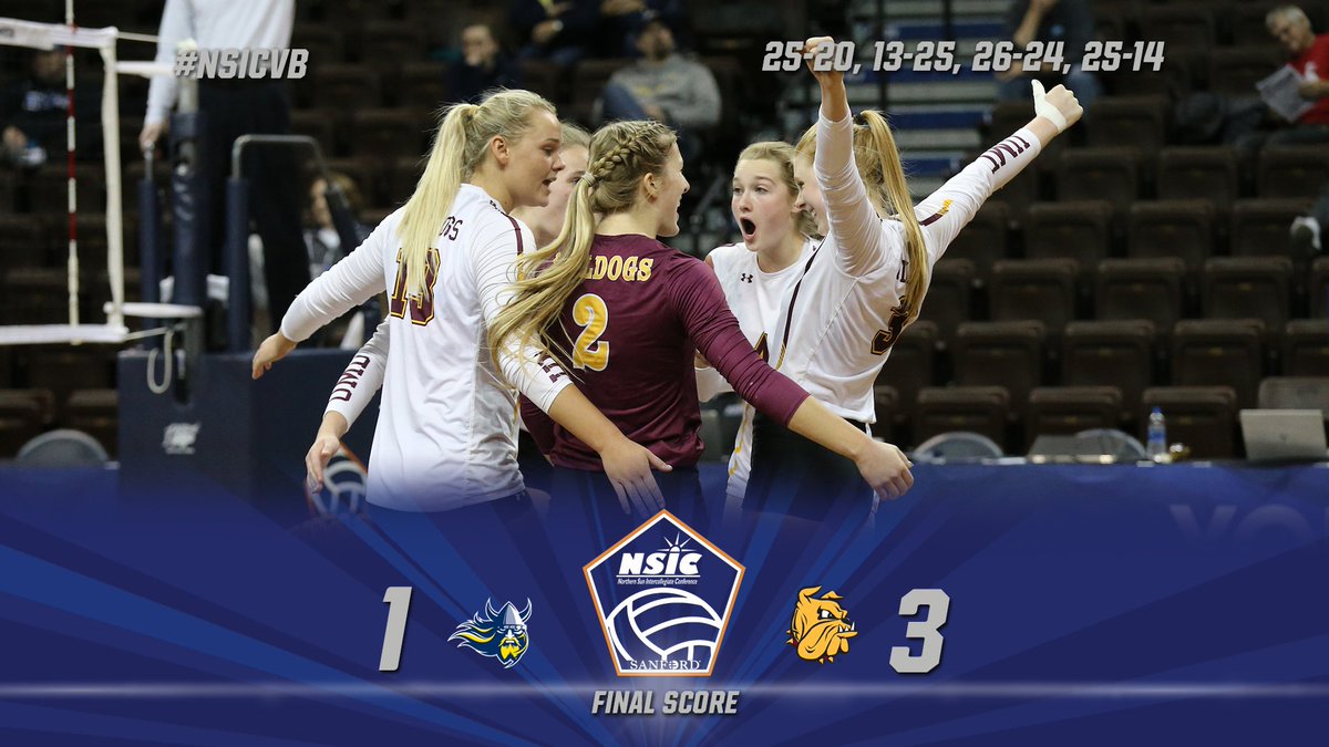 #NSICVB Tournament Final 
(2) <a href="/UMDBulldogs/">UMD Athletics</a> win 3-1 over (7) <a href="/GoAugie/">Augustana Vikings</a> 
#YourTimeToShine
NorthernSun.org/NSICVB