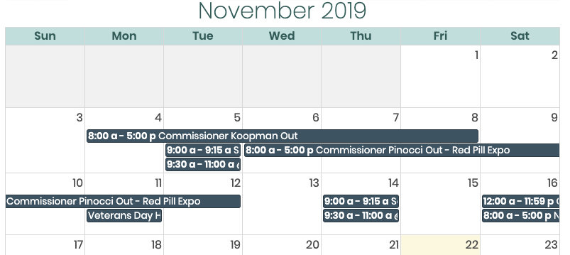 Explanation: I was calling around asking about power grid reliability when a source mentioned in passing that the official calendar for Montana’s utility commission included several days blocked out for one commissioner, Randy Pinocci, to attend a “Red Pill Expo.”