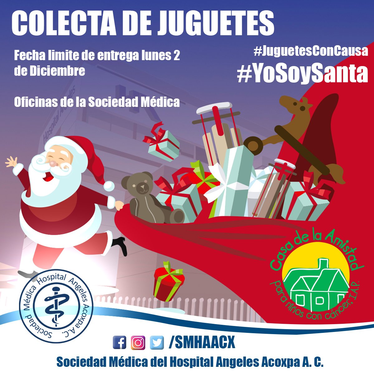 SMHAACX's tweet photo. https://t.co/hFTPT8ACjG

#JuguetesConCausa
#YoSoySanta #HospitalAngelesAcoxpa https://t.co/Nu4eISAvFS