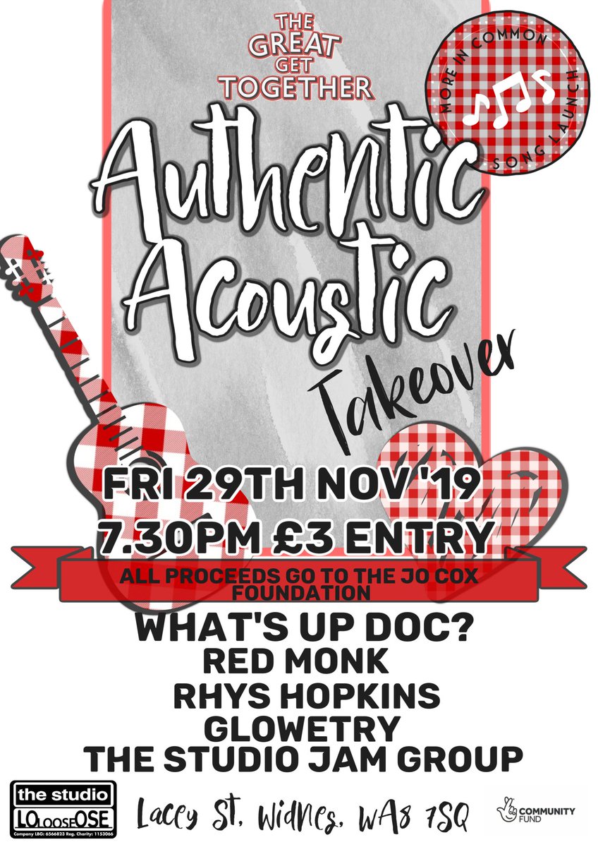 TheStudioWidnes's tweet photo. Two chances to HEAR live music, yes actually hear it! And not have to fight the TV, football, diners and chatterers!
And we love all those but not on #authenticacoustic night!
#authenticacoustic
#acoustic
#recordlaunch
@JoCoxFoundation #moreincommon https://t.co/3eixc3qQtG