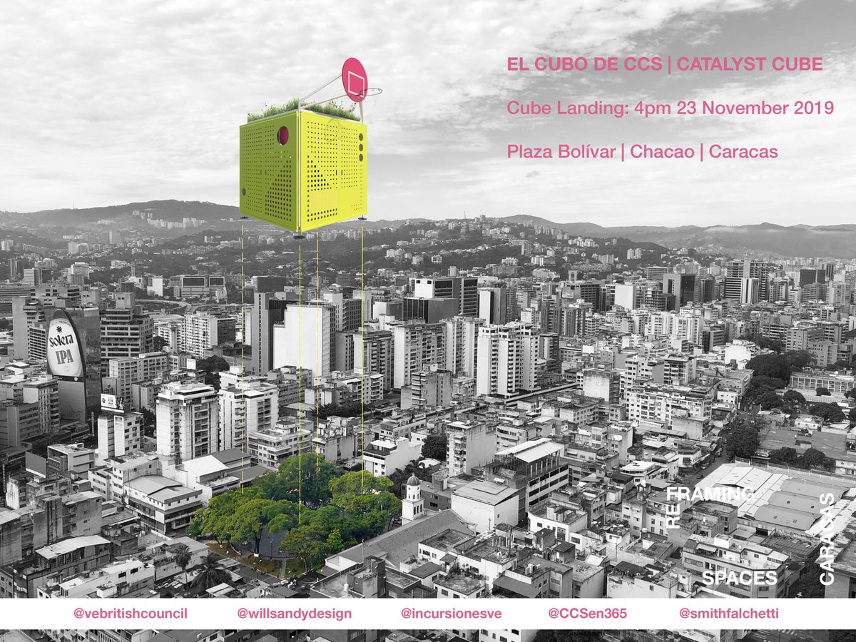 WillSandyDesign's tweet photo. Final preparation of #CuboDeCaracas | #CatalystCube today - ready for its close up tomorrow! Landing tomorrow: 23.11.19 at 4pm Plaza Bolivar, Chacao, Caracas, Venezuela #FocusCaracas https://t.co/aGPeCjy1ht