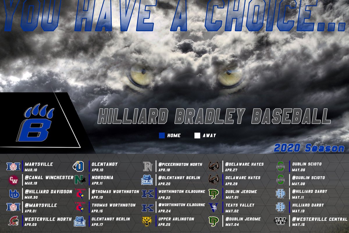 You’ve waited long enough!!The <a href="/BradleyHS/">Bradley High School</a> 2020 baseball schedule is out:
<a href="/BradleyDugout/">Hilliard Bradley Dugout Club</a> <a href="/HBHS_TheJungle/">HBHS Student Section</a> <a href="/BradleyAB/">Hilliard Bradley Athletic Boosters</a>