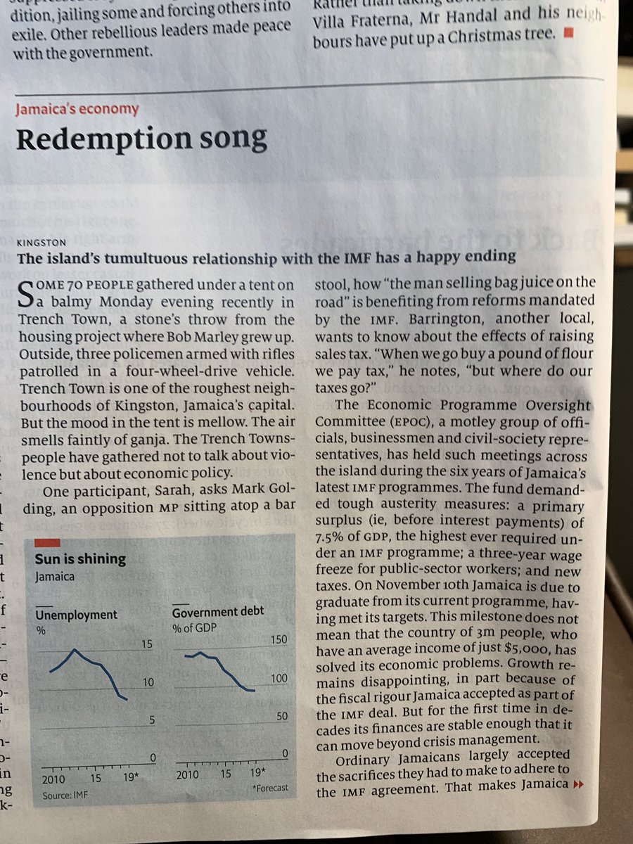 anyaparampil's tweet photo. Who among us cannot appreciate an article about Jamaica’s IMF program with “a happy ending” titled “Redemption Song” 😬
(I suppose we’re meant to ignore the complaints of the poor & acknowledgement that Jamaica’s health care system/public sector have all but collapsed) https://t.co/MrTgVVkgRX