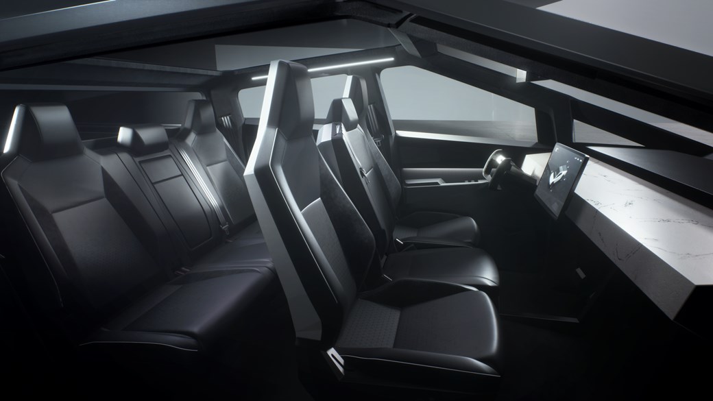 There& #39;s been a lot of focus on the exterior of this design, but the interior is equally strange. Six seats? The steering wheel looks like racing style controls that aren& #39;t usually street legal.