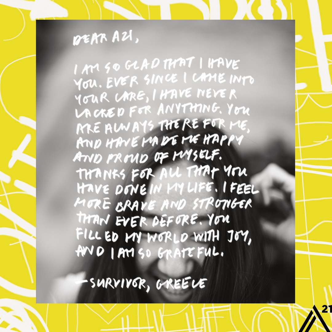 A21's tweet image. Restoration is about the possibility of a changed story. The vision of a bright future. This #GivingTuesday, your giving could be the reason another survivor experiences healing and restoration. Save the date for December 3rd where your giving will be doubled.