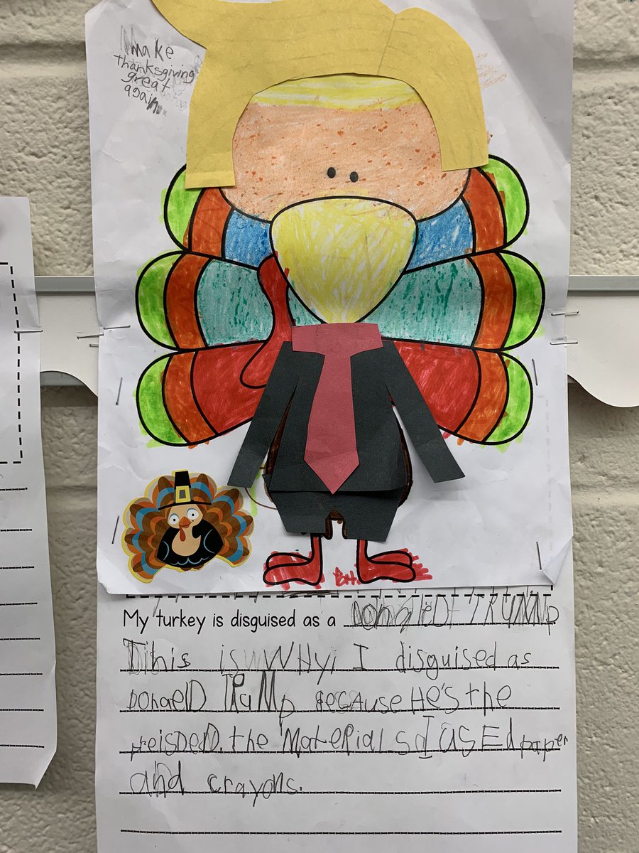 That’s a pretty creative turkey disguise from a 1st grader! <a href="/POTUS/">President Donald J. Trump</a> <a href="/WhiteHouse/">The White House</a>