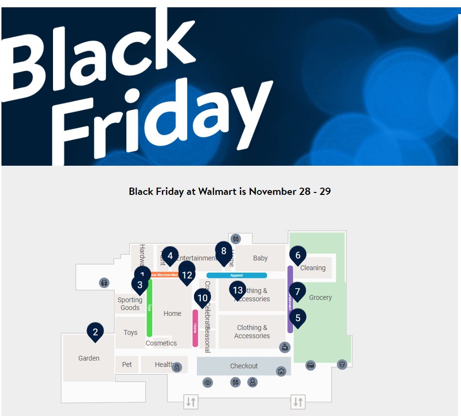 blackfridayinfo's tweet photo. Prepare your Black Friday gameplan for @Walmart -- study the store maps ahead of time: https://t.co/yVPkDvq5et

#blackfriday #walmart #adscan #cyberweek https://t.co/EihMsaqkHe