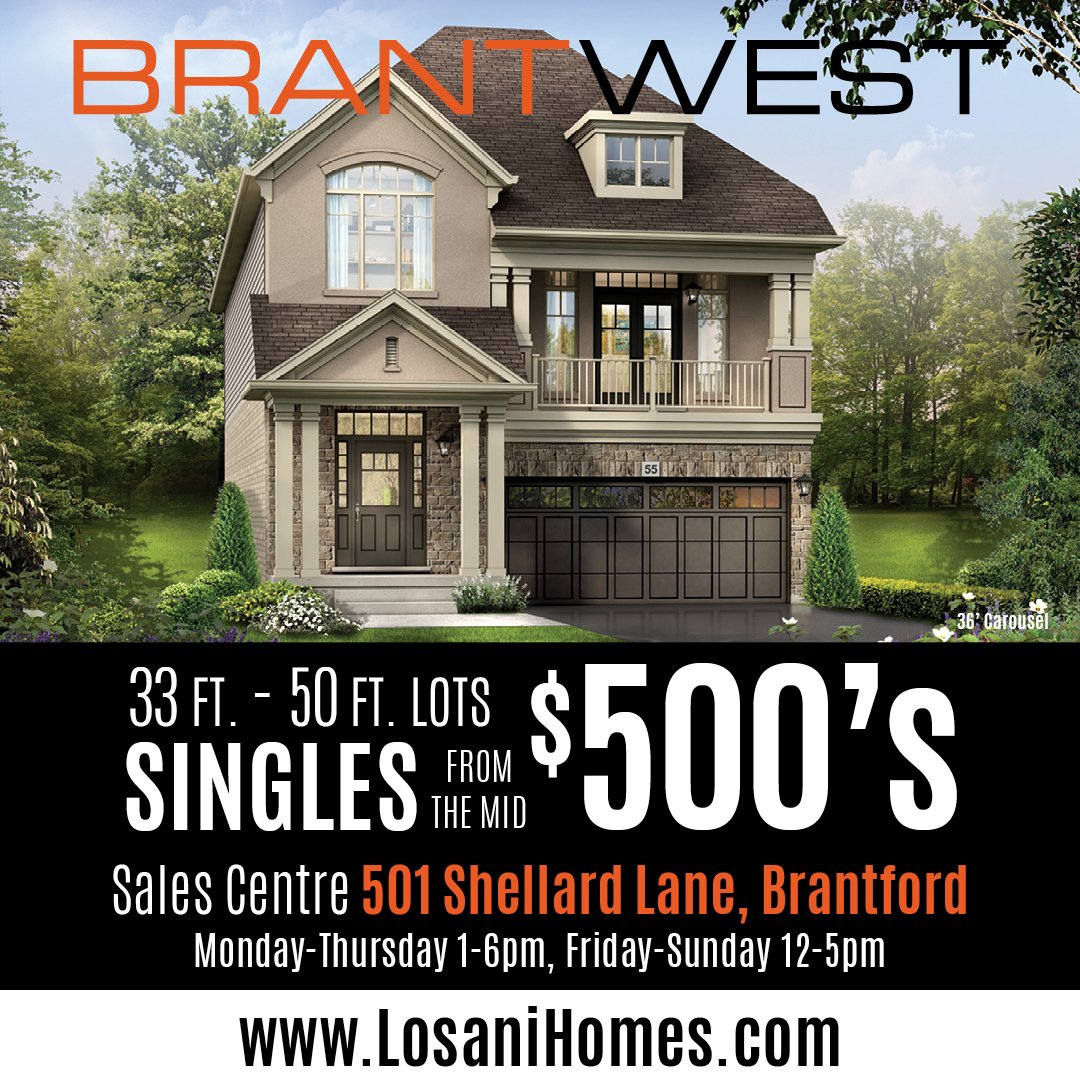 LosaniHomesLtd's tweet photo. Brant West is Now Open in #Brantford! A family-friendly new neighbourhood of towns & singles, starting from the $400’s. Stop by the sales office at 501 Shellard Lane, Brantford, or for product & pricing visit https://t.co/MBm1kRO1sy.
#LosaniHomes #BrantWest #realestate https://t.co/KWmZ2DQfsd