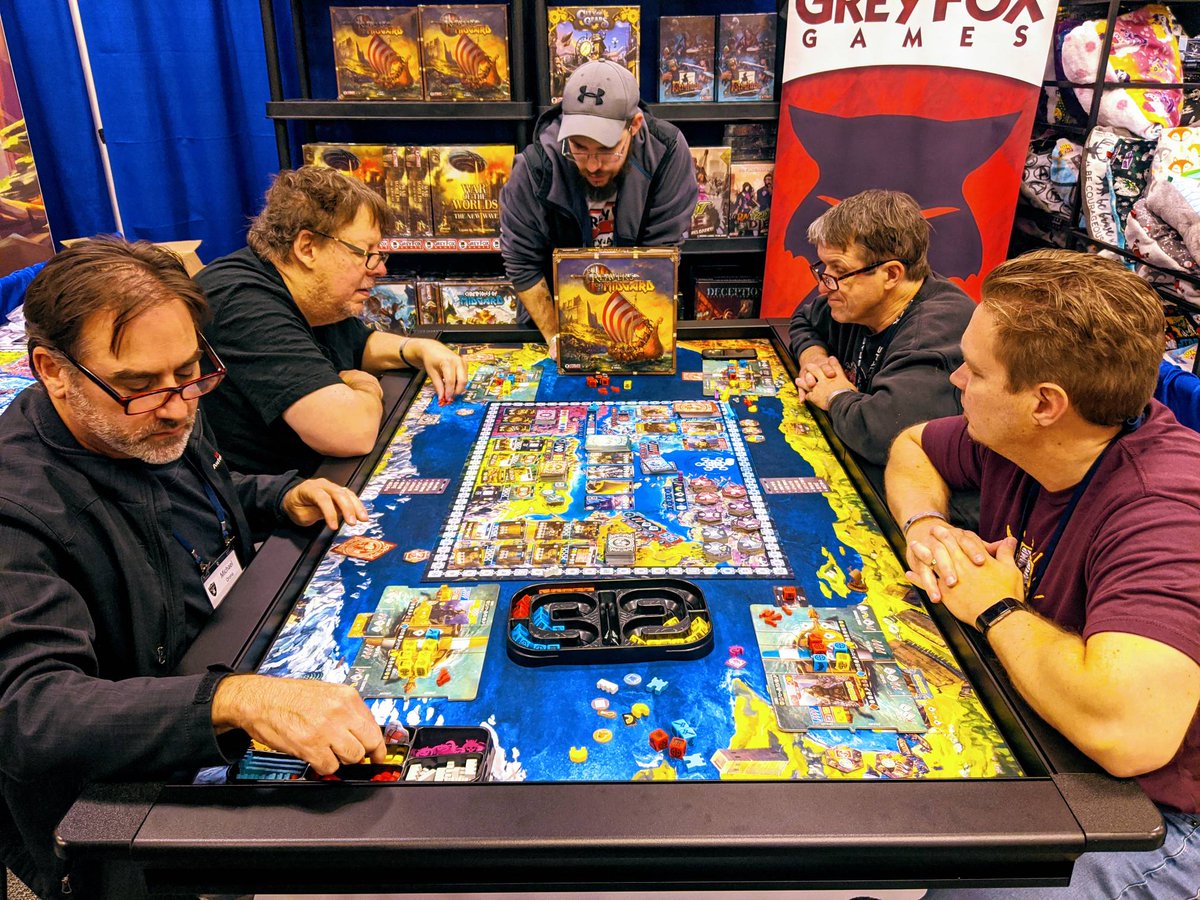 GreyFoxGames's tweet photo. Reavers of Midgard is in full swing at BGG Con, come play at booth 307!!!

#reaversofmidgard #bgg #bggcon #boardgamegeek #boardgames #championsofmidgard #gfg #greyfoxgames #waroftheworlds #runfightordie #tabletop #bushido #cityofgears #drawyourownconclusions #tabletoppers https://t.co/0CbAwsq9zg