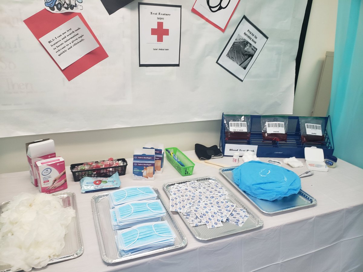 taylor_neka's tweet photo. Last week my class was Starbooks, this week it is a Hospital. We had SO much fun doing text feature surgery (my future doctors and surgeons) . Our non-fiction texts were about the circulatory system and the heart. They learned 2 things at once. @OakleyTigers https://t.co/dYROcddxiQ