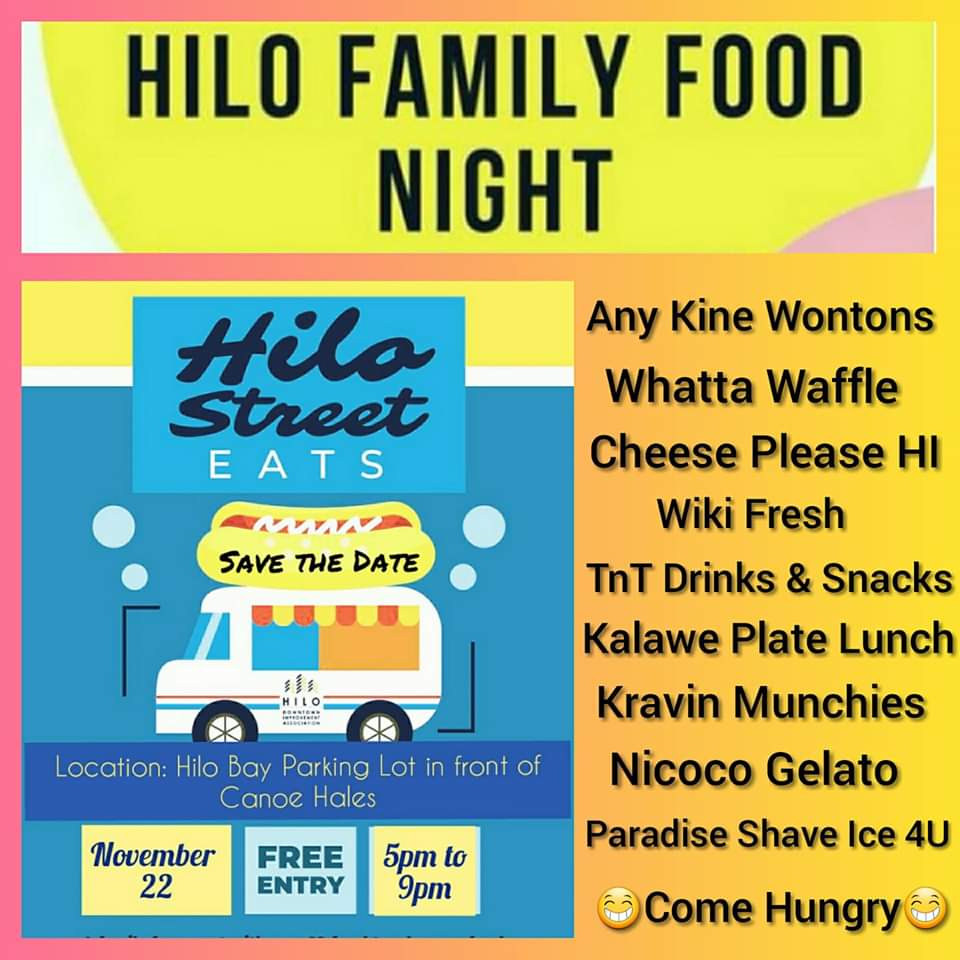 majormom808's tweet photo. Eh, you like eat?
Stop by Hilo Family Food Night for food trucks, music, shopping, and keiki activities 🎉
Fri Nov 22, 5 pm
Hilo Bayfront Park
#Hilo #HiloHappenings #FoodTruck #Music #HiloEvents #TeamNakanishi https://t.co/qbB1Tx0BfE