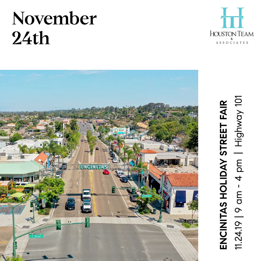 TheHoustonTeam's tweet photo. The local favorite, Encinitas Holiday Street Fair is back! With over 450+ booths, live music, local food, and fun, you won't want to miss out on this event. While you're there, check out our new Compass office right on the 101 at 682 S Coast HWY! 
#encinitas #encinitashomes https://t.co/OB5RuqqVqM