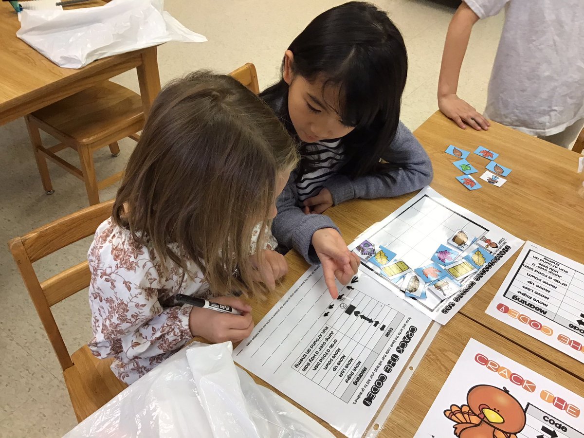 CCPS_Library's tweet image. Check out some of our first grade students working together in an unplugged coding activity this week during centers. These girls were coding a path to grandmother’s house for Thanksgiving!
#ccps
#codingunplugged
#beginnercoding
#primaryschoollibrary