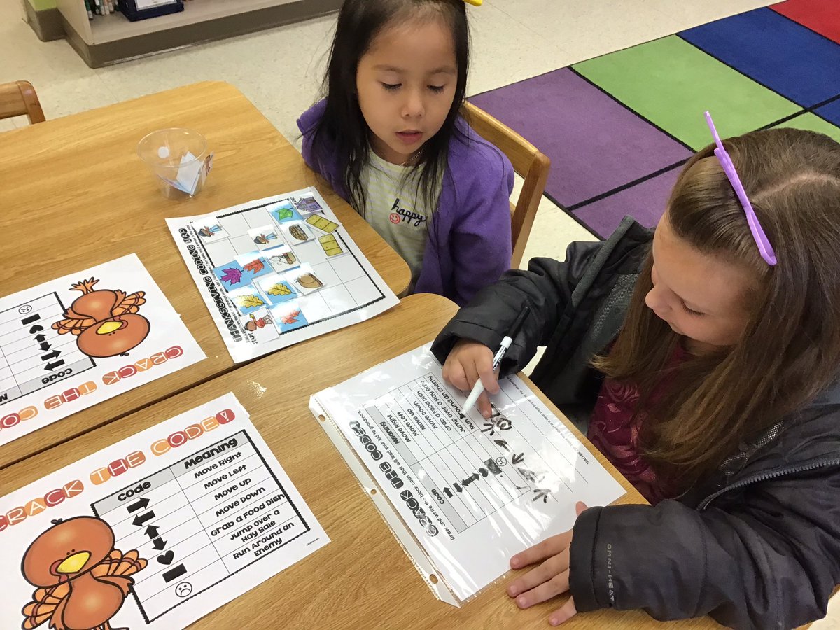 CCPS_Library's tweet image. Check out some of our first grade students working together in an unplugged coding activity this week during centers. These girls were coding a path to grandmother’s house for Thanksgiving!
#ccps
#codingunplugged
#beginnercoding
#primaryschoollibrary