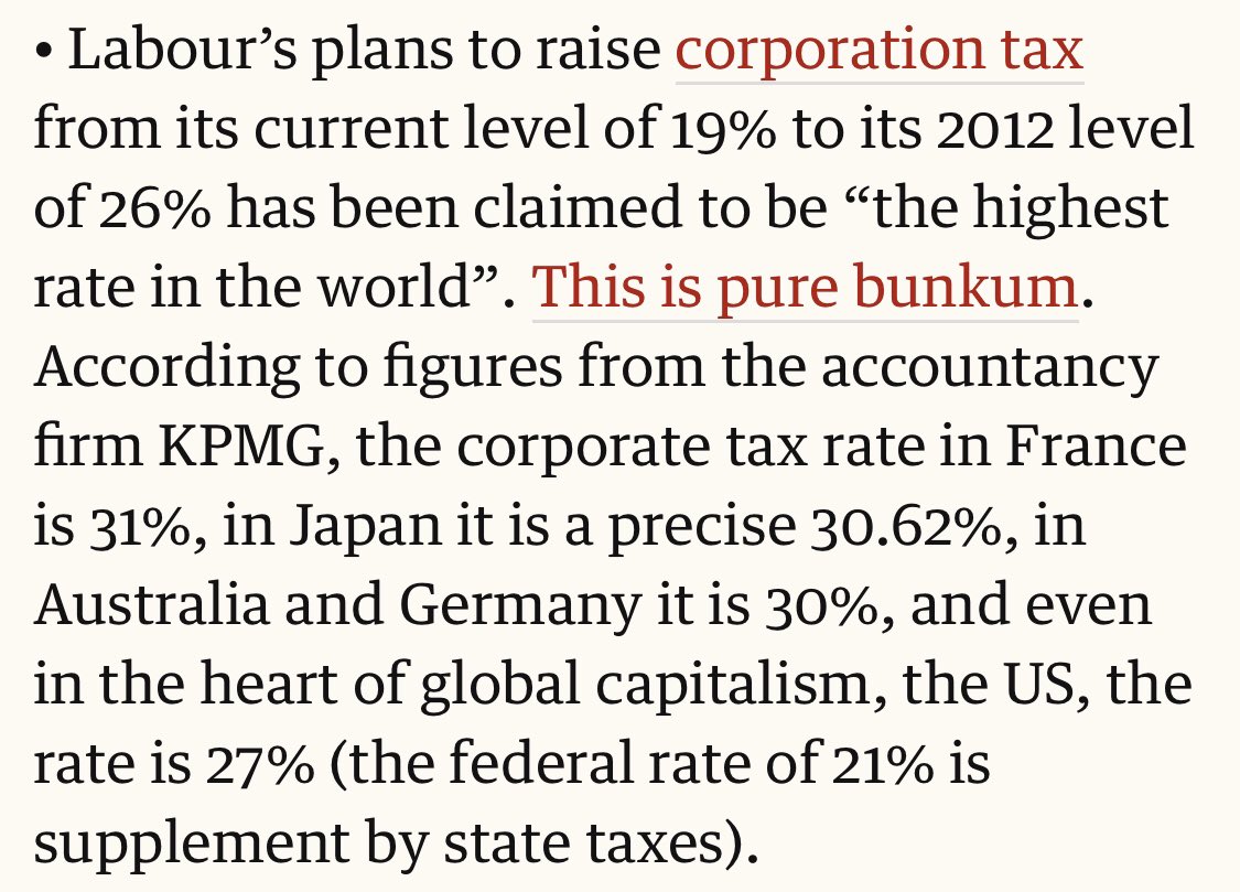 CLAIM: corporation tax would be “the highest in the world”FACTS: Labour will return CT to its 2012 level & many other advanced countries have higher rates(2/6)