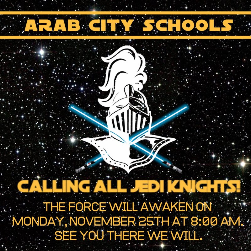 ArabCitySchools's tweet photo. Looking forward to a great day of learning with our ACS faculty on Monday! #ArabCSVision #Limitless @ArabHighSchool @ArabJrHigh @AESKnights @ArabPrimary https://t.co/HHh0EYq0Yb