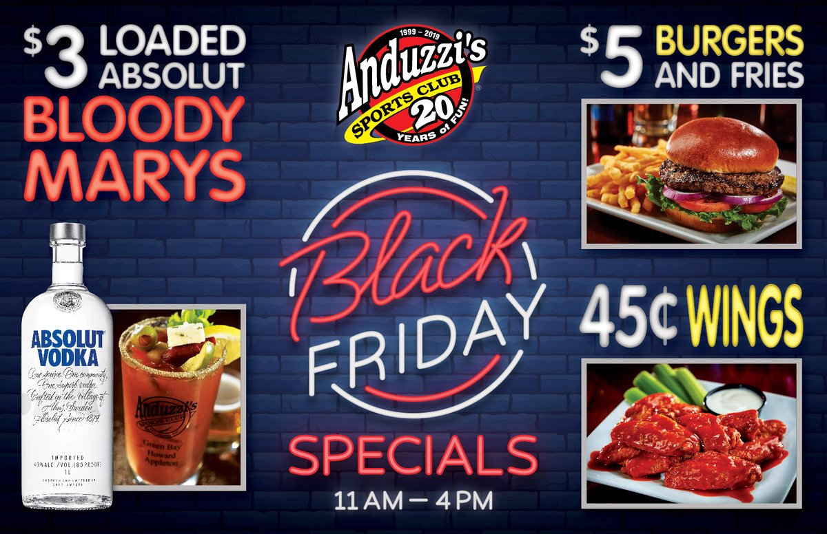 AnduzzisGB's tweet photo. Headed home from an early morning/long night of shopping?!
We've got just the deals you need to relax and refuel!
#BlackFriday #Anduzzis https://t.co/gyAIkwh8bz