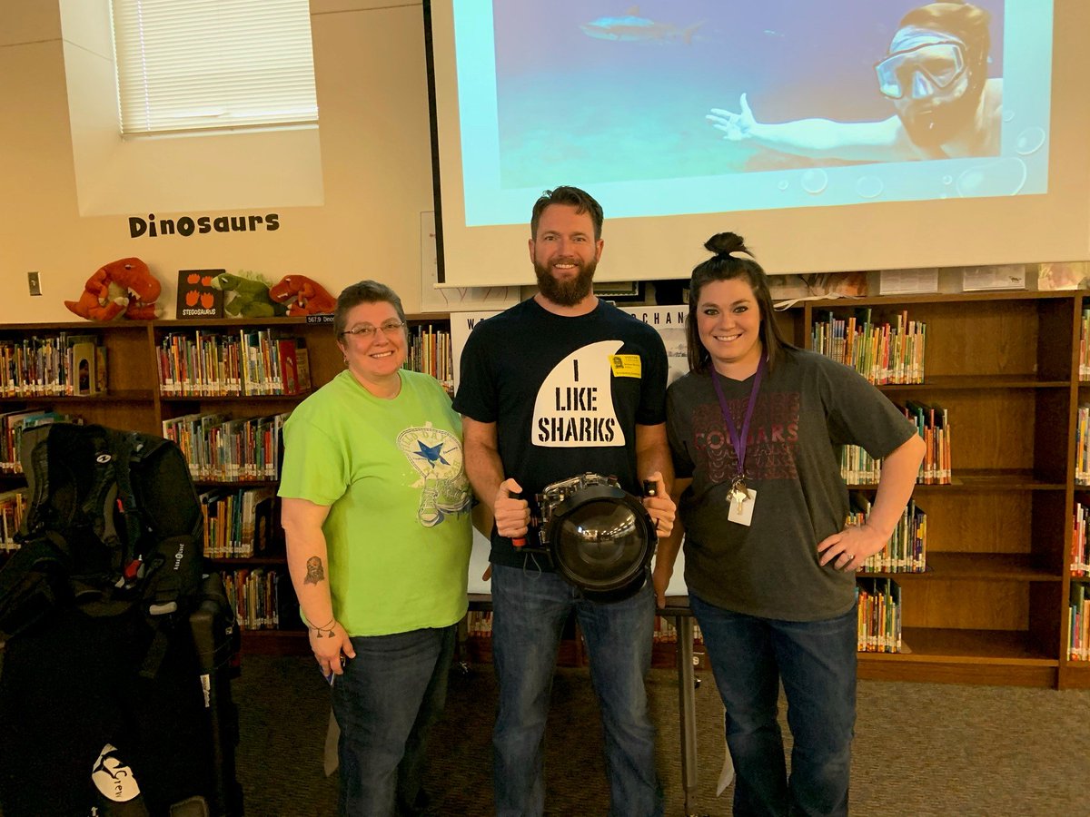 Brandenburglib's tweet photo. Matt Marchant, shark diver and author came to speak to our fifth graders today! It was a great way to end the week! @BburgCougars @IrvingLibraries @IrvingISD https://t.co/3oBYR8WjXI