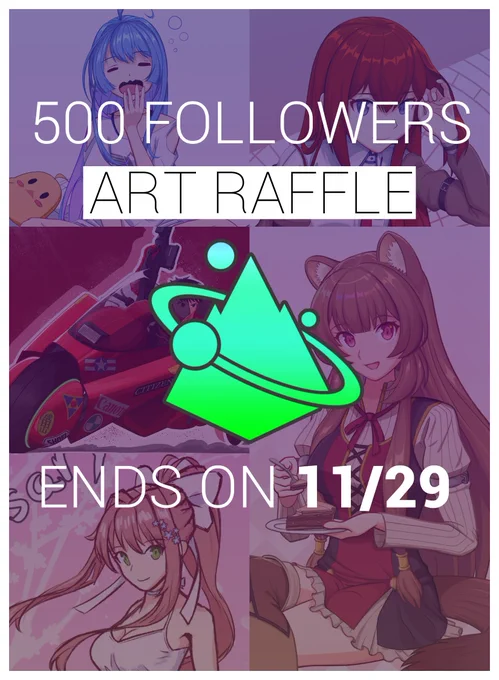 Time for a 500 followers milestone art raffle!😤🤠

⛰️Follow me, RT, and like this tweet
⛰️1 winner
⛰️Prize: full body render of 1 character, simple background (No NSFW)
⛰️Ends next Friday (11/29)
⛰️No alt/throwaway accounts
⛰️Have a nice day🌄 