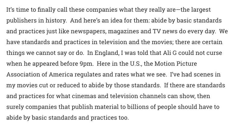 Cohen argues that social media platforms should be subject to the same kind of paternalistic censorship as television.