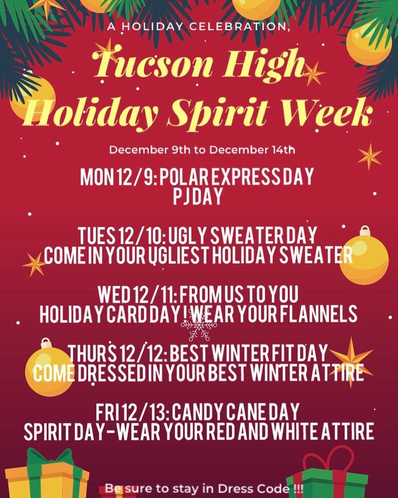 SPIRIT WEEK, Dec.9th-14th🎄🎅🏼❗️