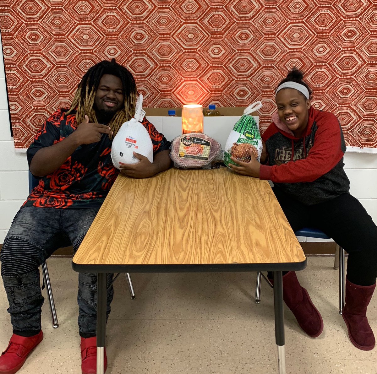 Today RISE Academy hosted its annual  Thanksgiving Meal Giveaway! Three lucky students won gift baskets with complete fixings for a full Thanksgiving dinner! #FW2