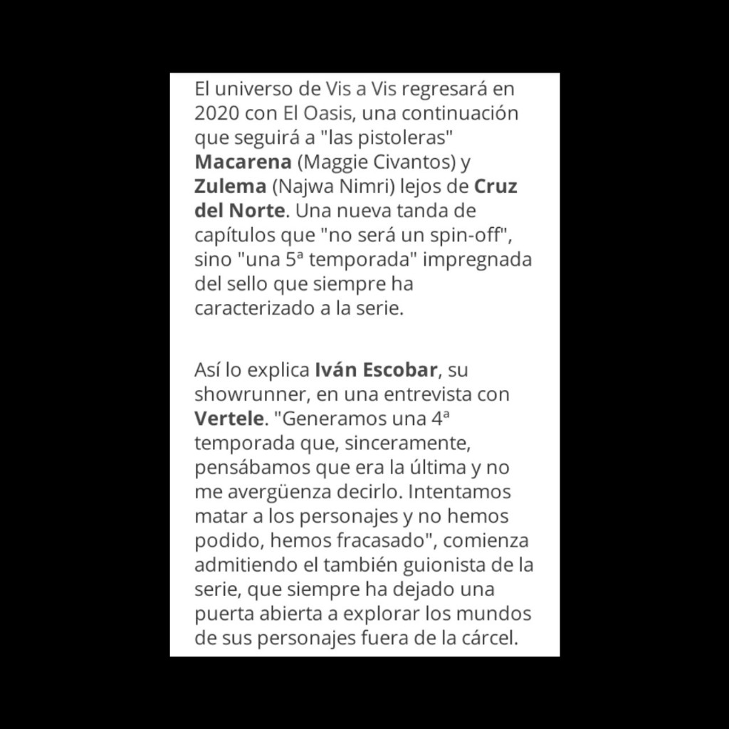 elfosdenajwa's tweet photo. ¡CONFIRMADO!
#IvanEscobar showrunner
confirma que #VisAVisElOasis
no es un #SpinOff
sino una 5ta temporada 😱
ENTREVISTA https://t.co/1wPdsQitQd 🎉🎉 @Najwa_Nimri @maggiecivantos 😱 @ItziarCastro @ramiroblasok @ferraroluks @lisilinder https://t.co/g6oeWV59ip