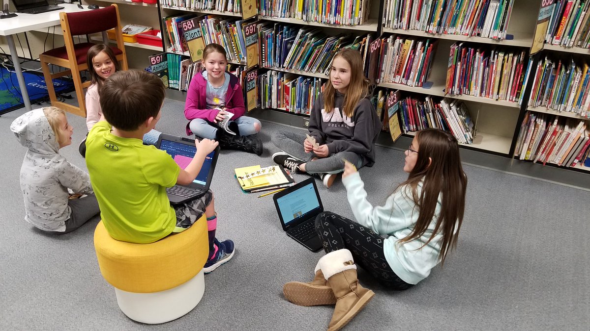ElkElementary's tweet photo. Writers Share Fair-5th graders facilitate groups of PreK-4th students as they share their writing. https://t.co/rLZQw7PuV1