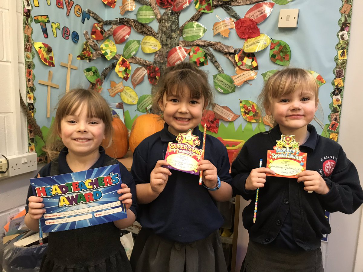 STAClassBirch's tweet image. Congratulations to our class award winners this week, Khaleesi and Molly! Norah was also a very deserving winner of one of Mr Austin’s very special Headteacher’s Awards. Well done girls, we are very proud of all of you! 😊🌟🌟🌟#teamstannes