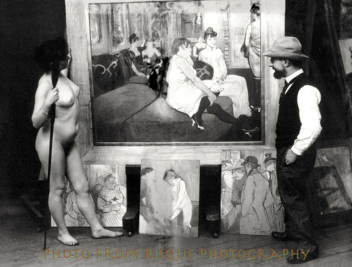 Here is an historical art photo of Toulouse-Lautrec and a Nude Model in the Artist's Studio. Notice the artwork in the background? Photo was taken by Maurice Guibert and is available at ebay.com/itm/2836851804…