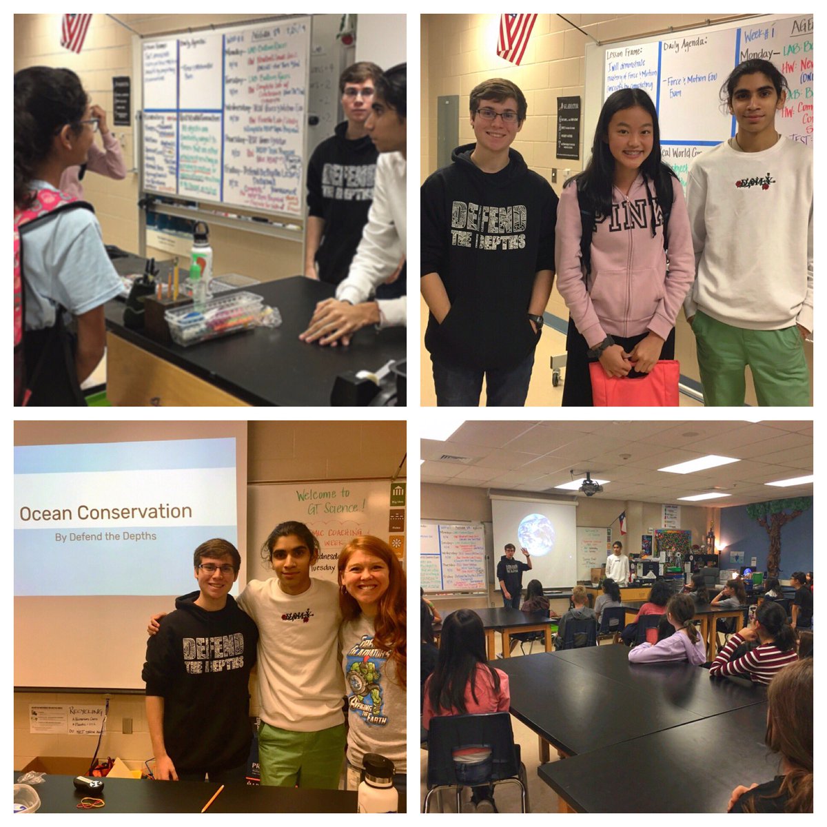 ShelleyrBeck's tweet photo. Thank you toformer Gladiators and current @NISDBrandeis students Parth and Alex for educating and inspiring to our @NISDGTAA @NISDGarcia students about ocean conservation, recycling and staring a non-profit!! @DefendTheDepths https://t.co/6PFkTxaRkW
