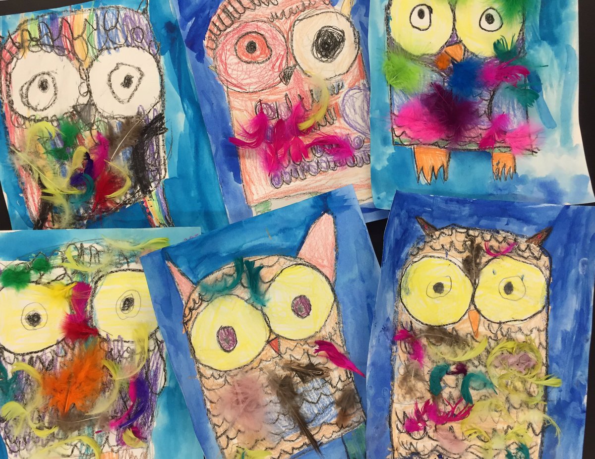 #kindergarteners are a hoot 🦉 #kinderart #elementaryart