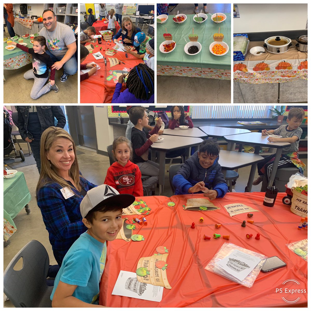 BaumgartnerRCSD's tweet photo. Happy Thanksgiving! Carmel apple salad bar, fun crafts, and ring toss game! @RCSDOrchard #RCSDChampions https://t.co/OYEO2XpEOZ