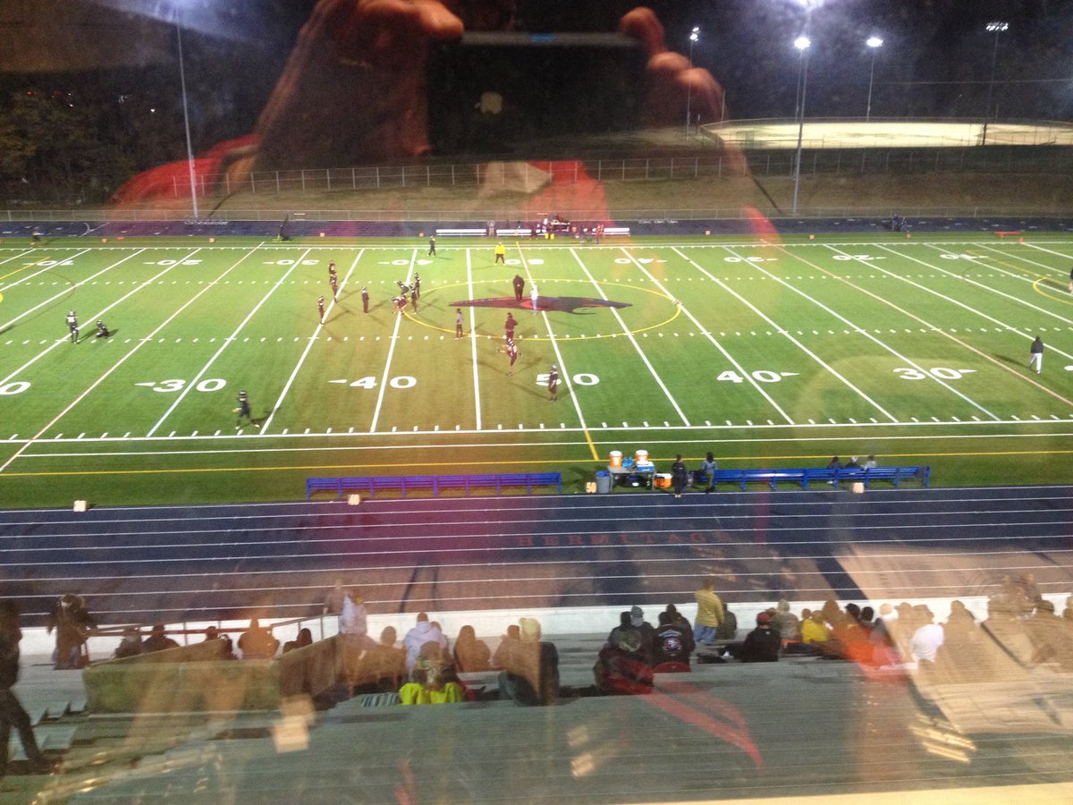 RadioTechie's tweet photo. From Chester E Fritz Stadium our view of "The Herm" Round 2 playoff football: Varina vs. Highland Springs.  Game of the Week on SportsRadio910 the Fan &amp; 105.1FM https://t.co/zu3JirIKqC