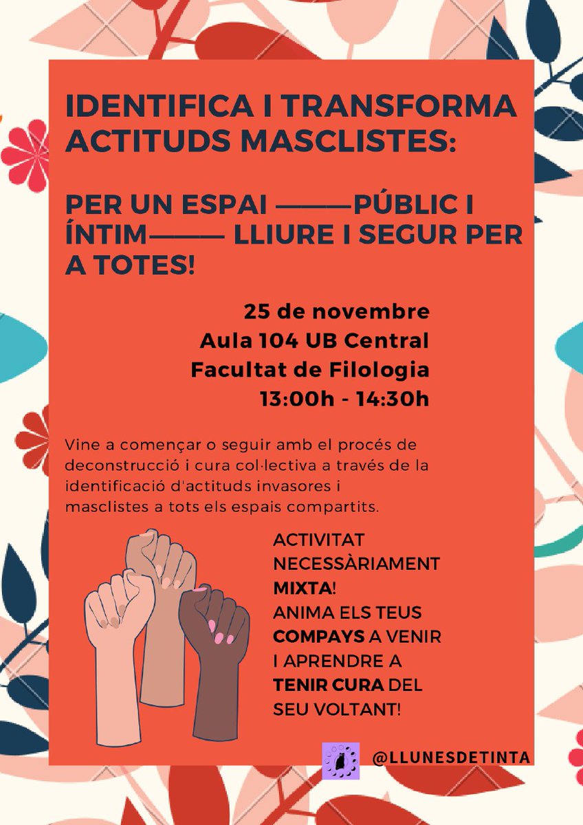 asslletres_ub's tweet photo. Us convidem a totes a formar part de l'activitat de @llunesdetinta pel #25novembre anima't! https://t.co/RCtMvTWOZW