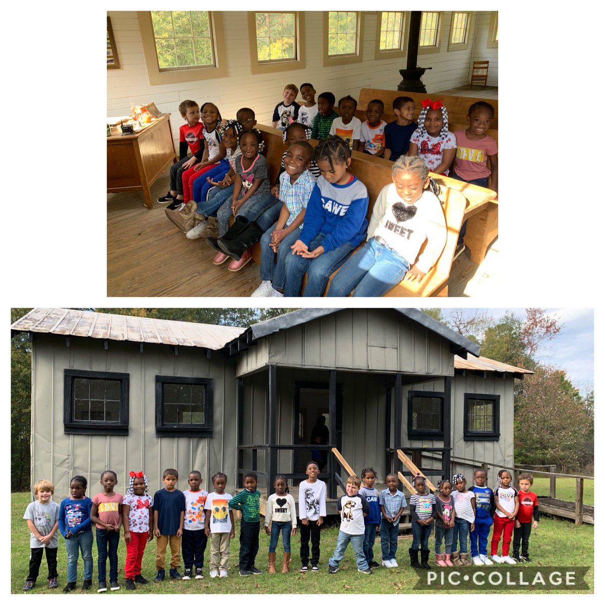 wpsKsteam's tweet photo. My students had a fun experience visiting the one room school today! What they asked the most was about technology! “Where are the computers?” “They didn’t have an active board or iPads?” I think it was very eye opening! #111fullSTEAMahead https://t.co/TyOh80rEpE
