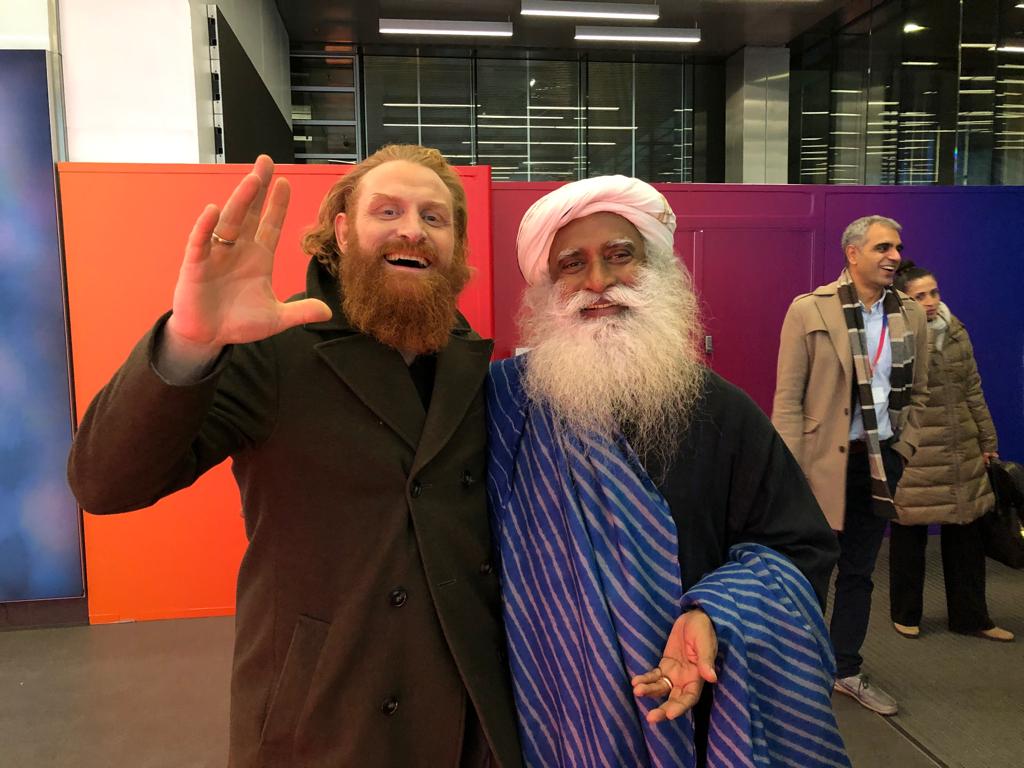 SadhguruJV's tweet photo. It was wonderful to meet Norwegian star #KristoferHivju, of the  #GameofThrones fame, in London. –Sg https://t.co/rA6Z3QyaVr