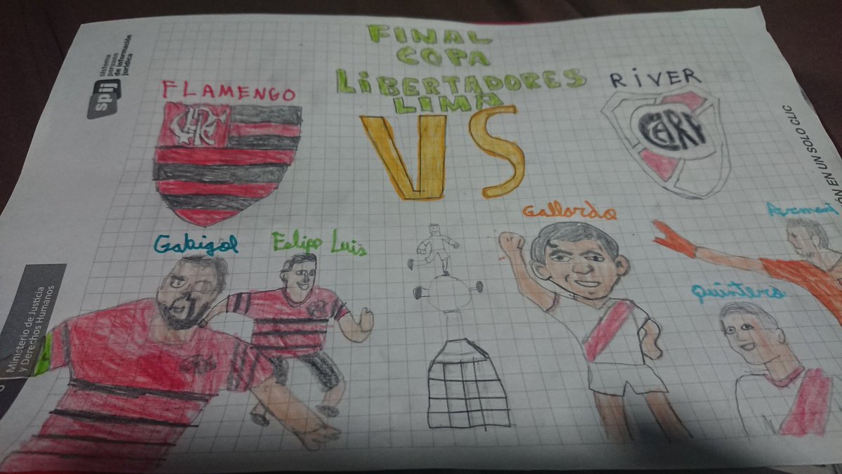 OmarRojasSilva's tweet photo. @MovistarDeporPe #AlAngulo #lafinalenalangulo Mañana gana el Mengao. Ojalá me gane una entrada para ir con mi pequeño. Aquí un dibujo suyo, que trata de ilustrar la final. https://t.co/NjtKtrUg3w