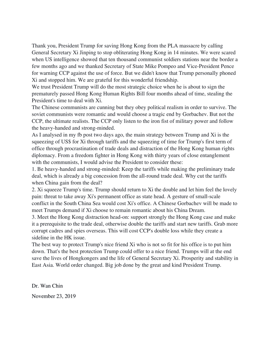 LemonTea_LibHK's tweet photo. Dear President Trump (@realDonaldTrump), Vice President Mike Pence (@VP), Senators and US Congressman

Please read Dr. #WanChin's article. Thank you very much.

#LiberateHK
@WhiteHouse @StateDept
@SecPompeo @senatemajldr @SpeakerPelosi @SenToomey @tedcruz @RepMcGovern @marcorubio https://t.co/8aw7QWzAIG