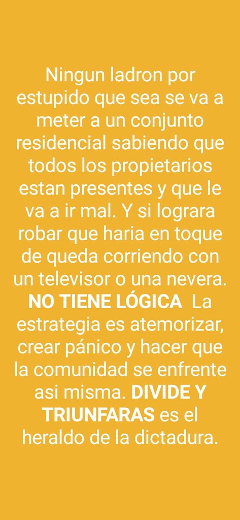 DianaDefensora's tweet photo. No entrar en pánico, es una estrategia para generar terror y así lograr que la gente legitime el #ToqueDeQueda. Eso se llama guerra sucia. https://t.co/CQ18j0z5us