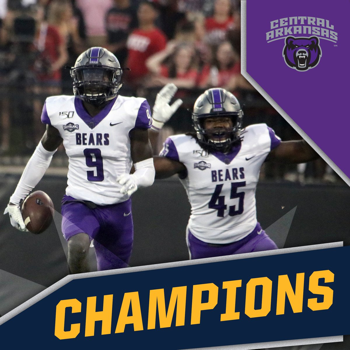 SouthlandSports's tweet photo. "Hey Alexa, play 'We Are The Champions.'"

#SouthlandStrong #BearClawsUp #FCS #CFB150 https://t.co/wwEcV1mgsg